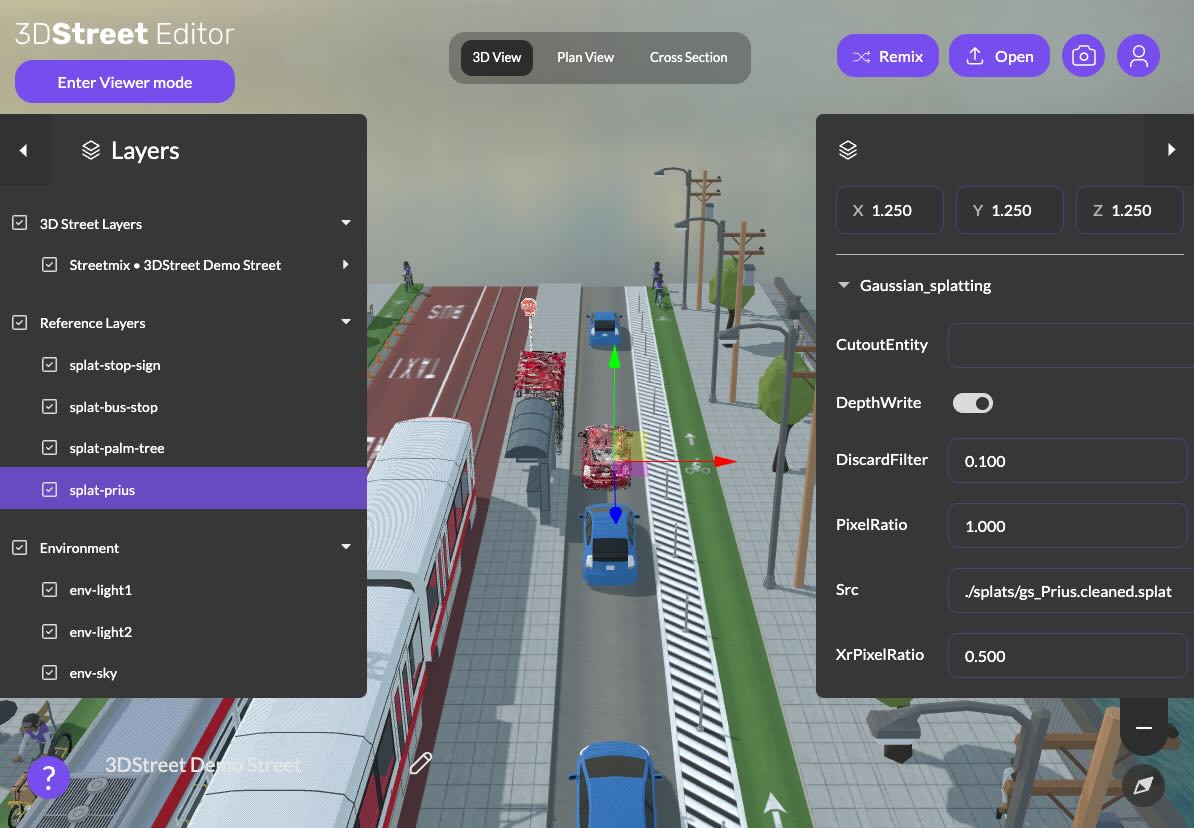 3dstreet-editor-changing-scene-compositing-gaussian-splat