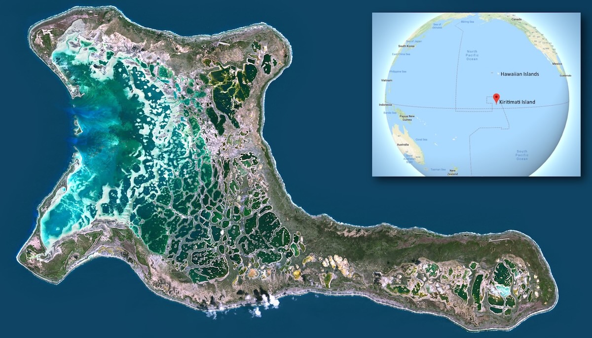 Global and local map of Kiritimati Island