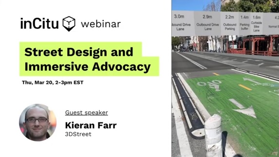 A webinar banner image showing a perspective of an augmented reality overlay on top of a real-life picture of a street with promotional text for a webinar